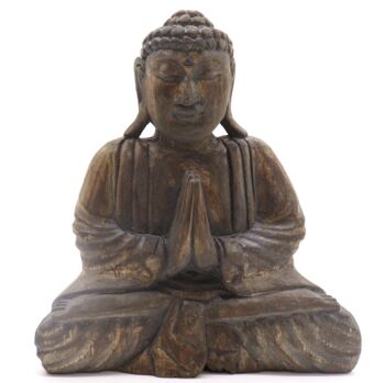 Artisan Carved Wooden Buddha Om Statue Set, 4 of 6
