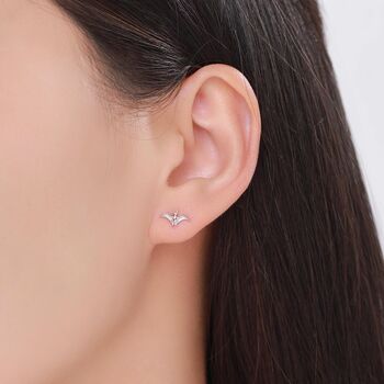 Extra Tiny Pterosaurs Flying Dinosaur Internally Threaded Flat Back Earrings In Sterling Silver, 6 of 10