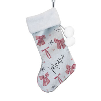 Personalised Pink Bow Christmas Stocking, 4 of 4