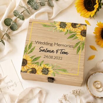 Personalised Sunflower Wedding Memories Keepsake Box, 2 of 6