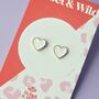 Black And White Enamel Heart Stud Earrings, thumbnail 2 of 5