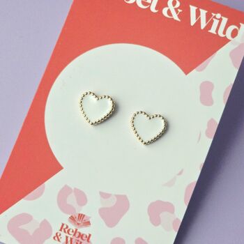 Black And White Enamel Heart Stud Earrings, 2 of 5