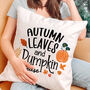 Autumn Leaves And Pumpkin Please Cushion, thumbnail 3 of 6