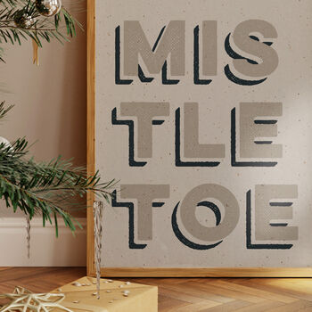 Mistletoe Textured Christmas Print, 3 of 6