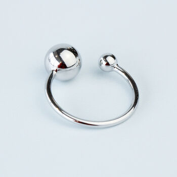 Sterling Silver Ball Detail Open Ring, 2 of 4