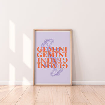 Gemini Zodiac Typography Print, 3 of 6