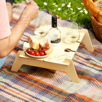 Personalised Portable Picnic Table Wine Holder, 2 of 11