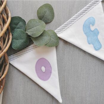Summer House Bunting Flags, Pastel Rainbow Fabric Bunting, Personalised Name Banner For Child's Bedroom, Decorative Garland, 9 of 9