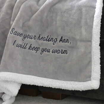 Personalised Save On Your Heating Warm Grey Blanket, 7 of 9