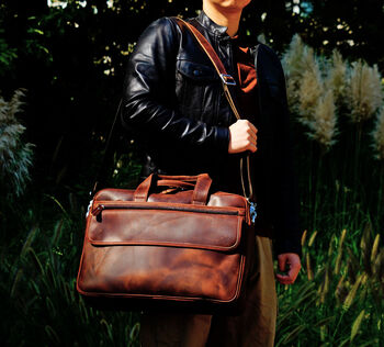 Online Exclusive Genuine Leather Briefcase With Large Front Pockets, 7 of 8