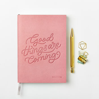 Personalised Good Things Vegan Leather Notebook, 3 of 7