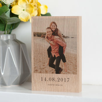 Personalised Solid Oak Wooden Photo Block, 2 of 12