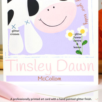 Personalised Farm Cow New Baby Card, 5 of 6