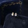 Sterling Silver Tiny Moonstone And Cz Stud Earrings, thumbnail 6 of 11