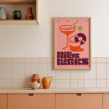 Cocktail Print | Pouring Classics Poster | Retro Mid Century Illustration | Disco And Vinyl Wall Art, 7 of 8
