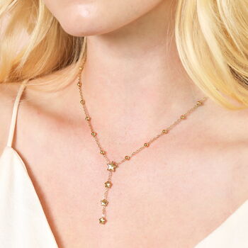 Stainless Steel Star Lariat Pendant Necklace In Gold, 3 of 4