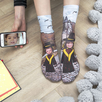 Personalised Mummy And Me Wizard Photo Socks, 2 of 2