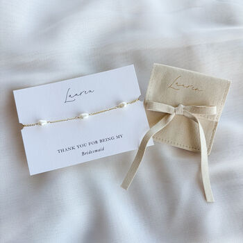 Personalised Freshwater Pearl Bracelet, 18 K Gold Plated, 7 of 10