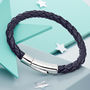 Personalised Hugo Boys Leather And Silver Bracelet, thumbnail 1 of 4