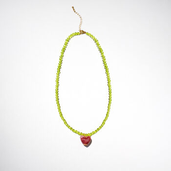 Pistachio And Raspberry Heart Gelato Necklace, 6 of 6