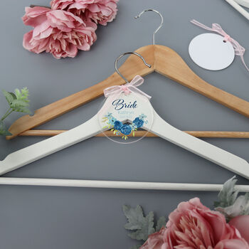 Personalised Clear Wedding Hanger Blue Rose, 3 of 5