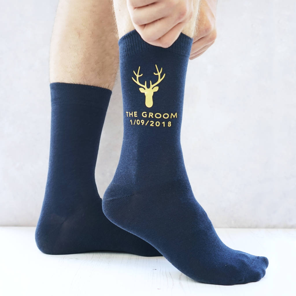 Personalised Stag Wedding Mens Socks, 1 of 4