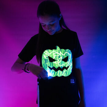Kids Interactive Glow T Shirt Jack Lantern, 3 of 8