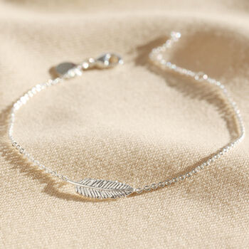 Delicate Sterling Silver Feather Bracelet, 4 of 5