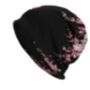 Chemo Headwear Beanie Hat Bandana Pink Flowers On Black Super Soft, thumbnail 5 of 5