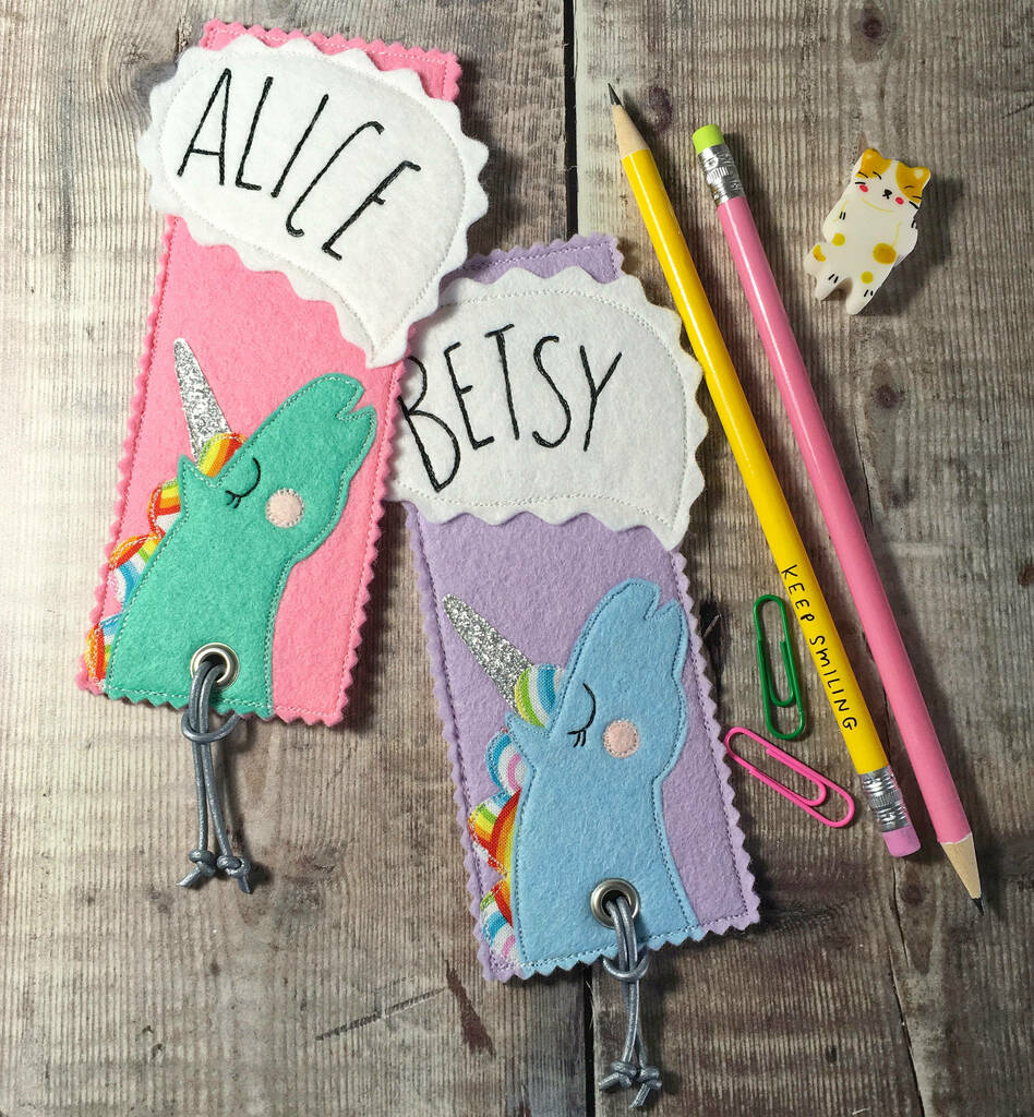 Personalised Happy Unicorn Name Bookmark For Children, 1 of 7
