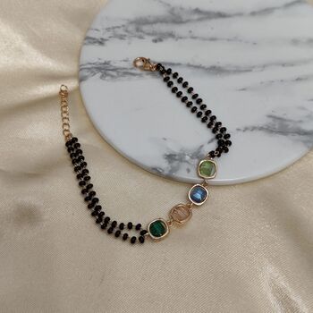 Multicolour Round Zircon Adjustable Beaded Bracelet, 3 of 4