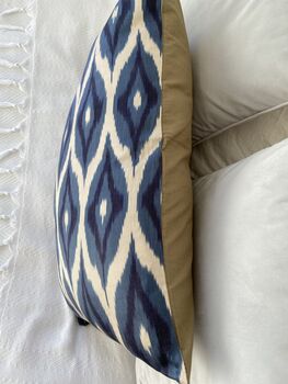 Blue And Black Diamond Design Silk Cushion Cover, 4 of 8