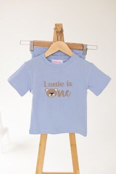 Bear Embroidered Personalised First Birthday T Shirt, 4 of 9