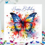 Butterfly Birthday Vibrant Colour Splash Birthday Card, thumbnail 1 of 12