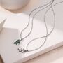 Tiny Little Cz Leaf Pendant Necklace In Sterling Silver, thumbnail 1 of 12
