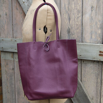 Leather Tote Shopper Winter Colours, 7 of 12