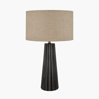 Black Wash Mango Wood Textured Cone Table Lamp, 3 of 8