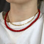 Red Bead And Paperclip Chain Necklace Set Of Two, thumbnail 2 of 4