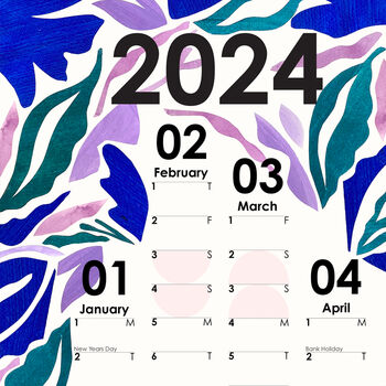 2024 Botanical Design Wall Planner, Portrait Calendar, 3 of 5