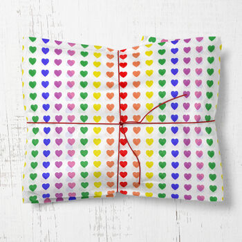 Rainbow Love Heart Wrapping Paper Valentine Lgbt, 3 of 3