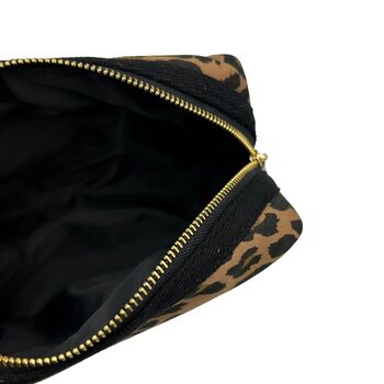 Leopard Print Make Up Bag With Gold Palm Brooch, 3 of 5