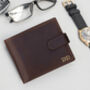 Personalised Dark Brown And Tan Leather Wallet Rfid, thumbnail 1 of 9