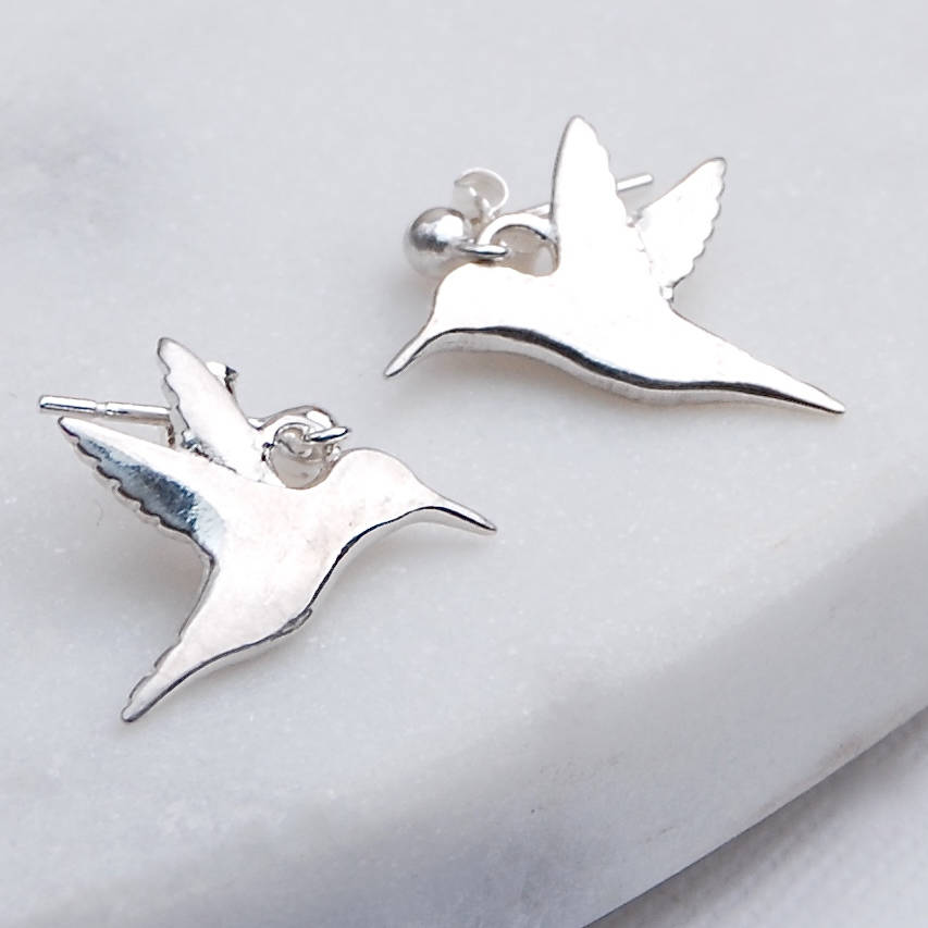 Silver Hummingbird Earrings By Penelopetom Notonthehighstreet Silver Hummingbird Earrings