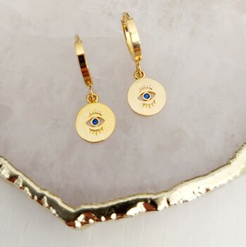 Evil Eye Coin Hoop Earrings, 4 of 6