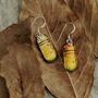 Fused Glass Drop Earrings In Autumn Colours, thumbnail 6 of 12