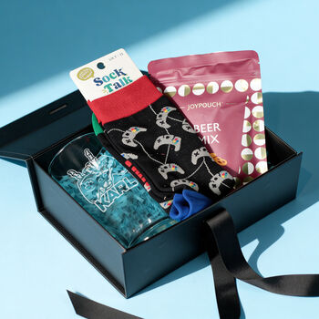 Video Gaming Pint Glass, Socks And Snacks Gift Set, 5 of 6