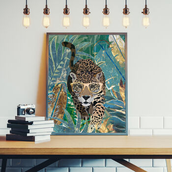 Jaguar In The Gold And Green Jungle Wall Art Print, 2 of 8