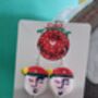 Festive Painted Father Christmas Earrings With Stand, thumbnail 8 of 12