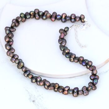 Brown Peacock Peanut Pearl Necklace, 7 of 10