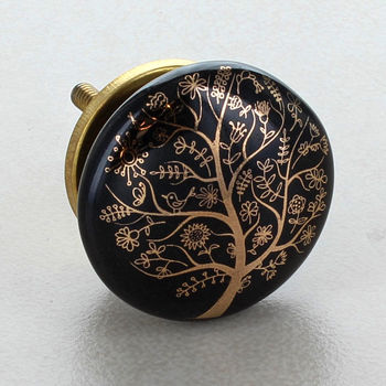 Black Gold Tree Of Life Ceramic Door Knobs, 3 of 11